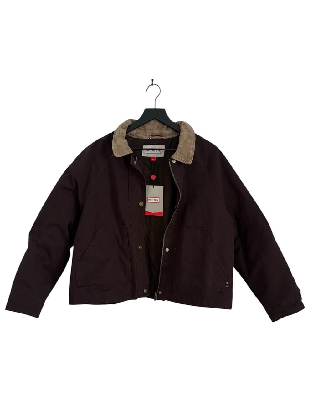 Hunter Women's Dark Brown Barn Jacket with Tan Sherpa Collar